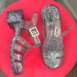 ✨glitter jelly platform sandals✨